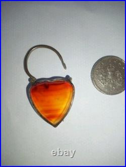 Antique (1885) Scottish Agate &Sterling Silver Heart Padlock Clasp? OFFERS