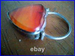 Antique (1885) Scottish Agate &Sterling Silver Heart Padlock Clasp? OFFERS