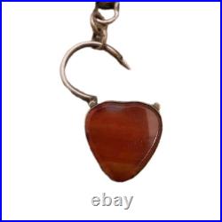 Antique (1885) Scottish Agate &Sterling Silver Heart Padlock Clasp? OFFERS