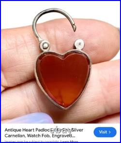 Antique (1885) Scottish Agate &Sterling Silver Heart Padlock Clasp? OFFERS