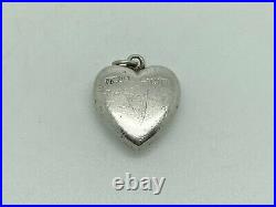 Antique 1912 Sterling Silver Scottish Agate Thistle Flower Heart Charm/Pendant