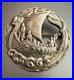Antique 1920 Iona Viking Ship Danish Scottish Sterling Silver Brooch Pin 4.2cm Ø