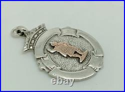 Antique 1924 Sterling Silver Gold Scottish Highlander Man Blank Medal Watch Fob