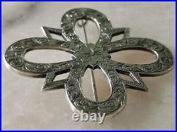 Antique 19th Century Large Scottish Silver Plaid Brooch Dated 1845 And Named