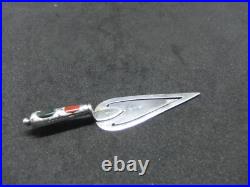 Antique 925 Sterling Solid Silver Scottish Pebble Agate Bookmark Birmingham 1896