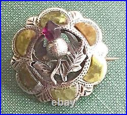 Antique Adie & Lovekin Scottish Style Kilt Pin Sterling Silver Iona Marble 1913