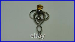 Antique Art Nouveau silver citrine glass Scottish thistle knot pendant Horner #8