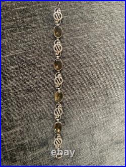 Antique Cairngorm Quartz Sterling Silver Bracelet Scottish Cairngorm Genuine