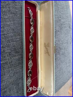 Antique Cairngorm Quartz Sterling Silver Bracelet Scottish Cairngorm Genuine