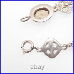 Antique Citrine Sterling Silver Bracelet Scottish Celtic Cross Genuine Gemstone