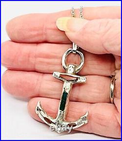 Antique Early Edwardian Scottish Silver & Agate Anchor Pendant and Chain