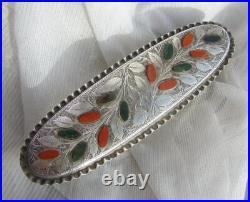 Antique Edwardian 1904 Sterling SILVER Scottish AGATE Cut Glass Trinket Box Dish