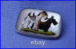 Antique Essex Crystal Wire Fox Scottish Terrier Sterling Silver Pin Scotty Dog