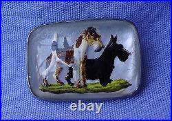 Antique Essex Crystal Wire Fox Scottish Terrier Sterling Silver Pin Scotty Dog