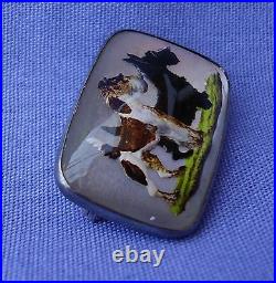 Antique Essex Crystal Wire Fox Scottish Terrier Sterling Silver Pin Scotty Dog