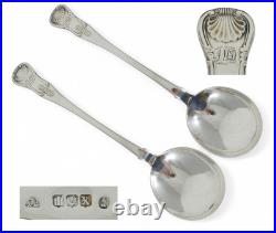 Antique Georgian 1829 Scottish Pair Sterling Silver Sauce Spoons Kings Pattern