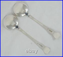 Antique Georgian 1829 Scottish Pair Sterling Silver Sauce Spoons Kings Pattern