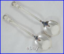Antique Georgian 1829 Scottish Pair Sterling Silver Sauce Spoons Kings Pattern