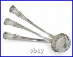 Antique Georgian 1829 Scottish Set 3 Sterling Silver Sauce Ladles Kings Pattern