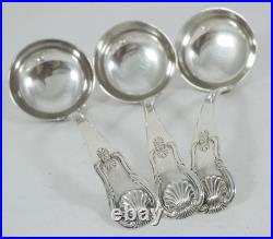 Antique Georgian 1829 Scottish Set 3 Sterling Silver Sauce Ladles Kings Pattern