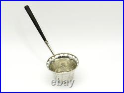 Antique Georgian Scottish Sterling Silver Tea Strainer With Wood Handle