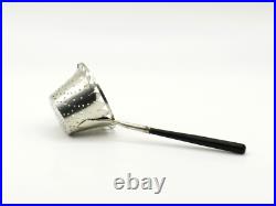 Antique Georgian Scottish Sterling Silver Tea Strainer With Wood Handle