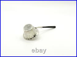 Antique Georgian Scottish Sterling Silver Tea Strainer With Wood Handle