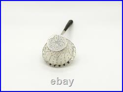 Antique Georgian Scottish Sterling Silver Tea Strainer With Wood Handle