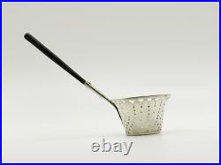 Antique Georgian Scottish Sterling Silver Tea Strainer With Wood Handle