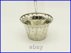 Antique Georgian Scottish Sterling Silver Tea Strainer With Wood Handle