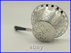 Antique Georgian Scottish Sterling Silver Tea Strainer With Wood Handle