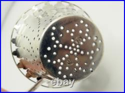 Antique Georgian Scottish Sterling Silver Tea Strainer With Wood Handle