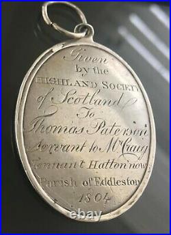 Antique Georgian Sterling Silver Scottish Tennant Watch Fob Awards Medal 1804