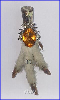 Antique Hallmarked Sterling Silver Stag Head Scottish Grouse Claw Citrine Brooch