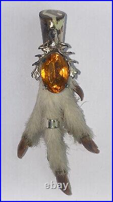 Antique Hallmarked Sterling Silver Stag Head Scottish Grouse Claw Citrine Brooch