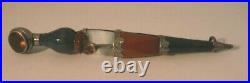 Antique Large SCOTTISH Sterling Silver AGATE Dirk DAGGER Kilt Pin 4.25 Handmade