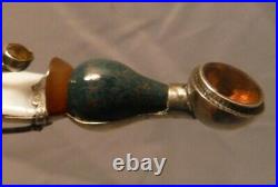 Antique Large SCOTTISH Sterling Silver AGATE Dirk DAGGER Kilt Pin 4.25 Handmade