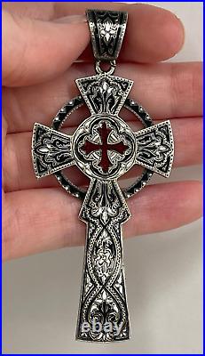 Antique MacKay & Chisholm Scottish Sterling Silver Enamel Celtic Cross Pendant