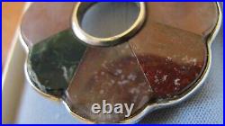 Antique Mid Victorian Scottish Silver and Agate Slate-Backed Pebble Brooch
