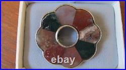 Antique Mid Victorian Scottish Silver and Agate Slate-Backed Pebble Brooch
