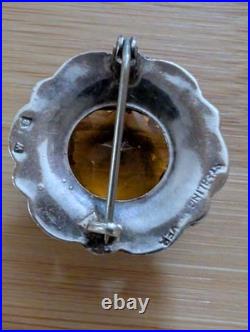Antique Montrose Agate Solid Silver brooch Victorian c1880 Citrine Cairngorm