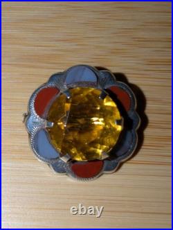 Antique Montrose Agate Solid Silver brooch Victorian c1880 Citrine Cairngorm