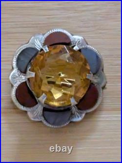 Antique Montrose Agate Solid Silver brooch Victorian c1880 Citrine Cairngorm