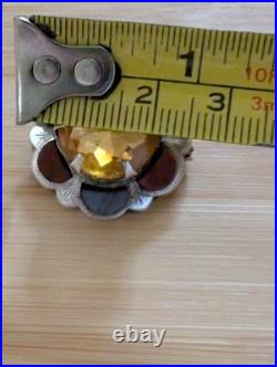 Antique Montrose Agate Solid Silver brooch Victorian c1880 Citrine Cairngorm