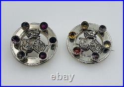 Antique Pair Scottish Victorian Sterling Silver Wild Boar Crest Kilt Pins
