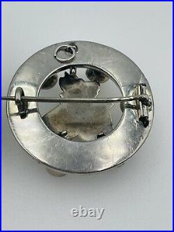 Antique Pair Scottish Victorian Sterling Silver Wild Boar Crest Kilt Pins