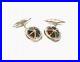 Antique Scottish Agate Cufflinks Sterling Silver Raised Fronts Gift Boxed