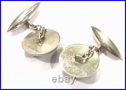 Antique Scottish Agate Cufflinks Sterling Silver Raised Fronts Gift Boxed