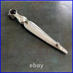 Antique Scottish Agate Sterling Silver Dagger Sword Thistle Brooch Celtic Etched