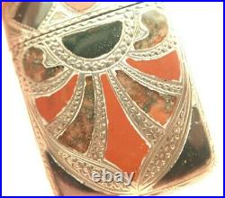 Antique Scottish Hallmarked Silver Carnelian Agate Inlay Vesta Match Safe Case